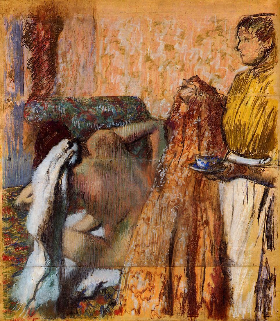 Breakfast after Bath (1893) - Edgar Degas Tablo