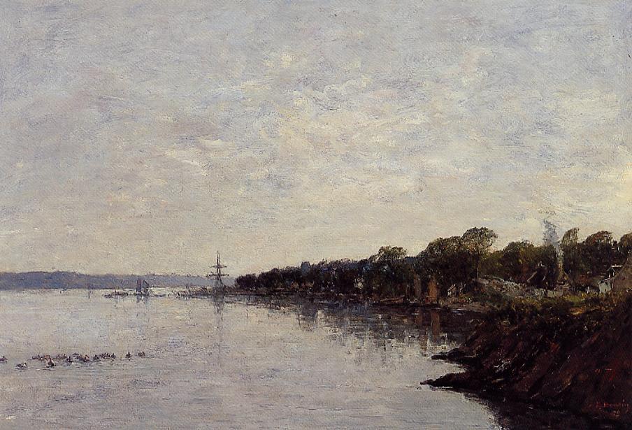 Brest, the Banks of the Harbor - Eugène Boudin Tablo