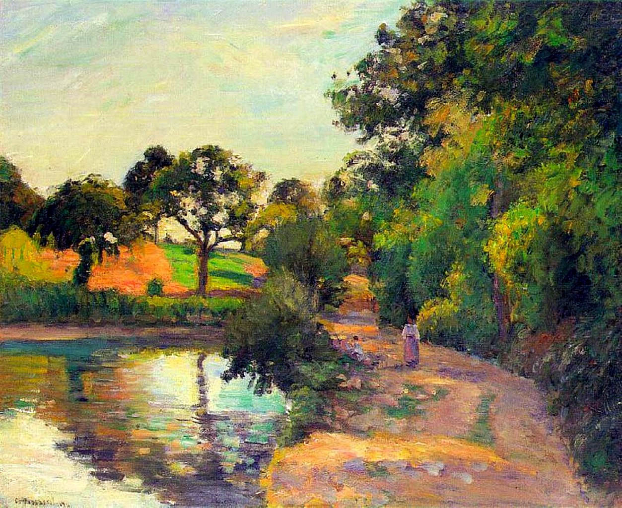 Bridge at Montfoucault (1874) - Camille Pissarro Tablo