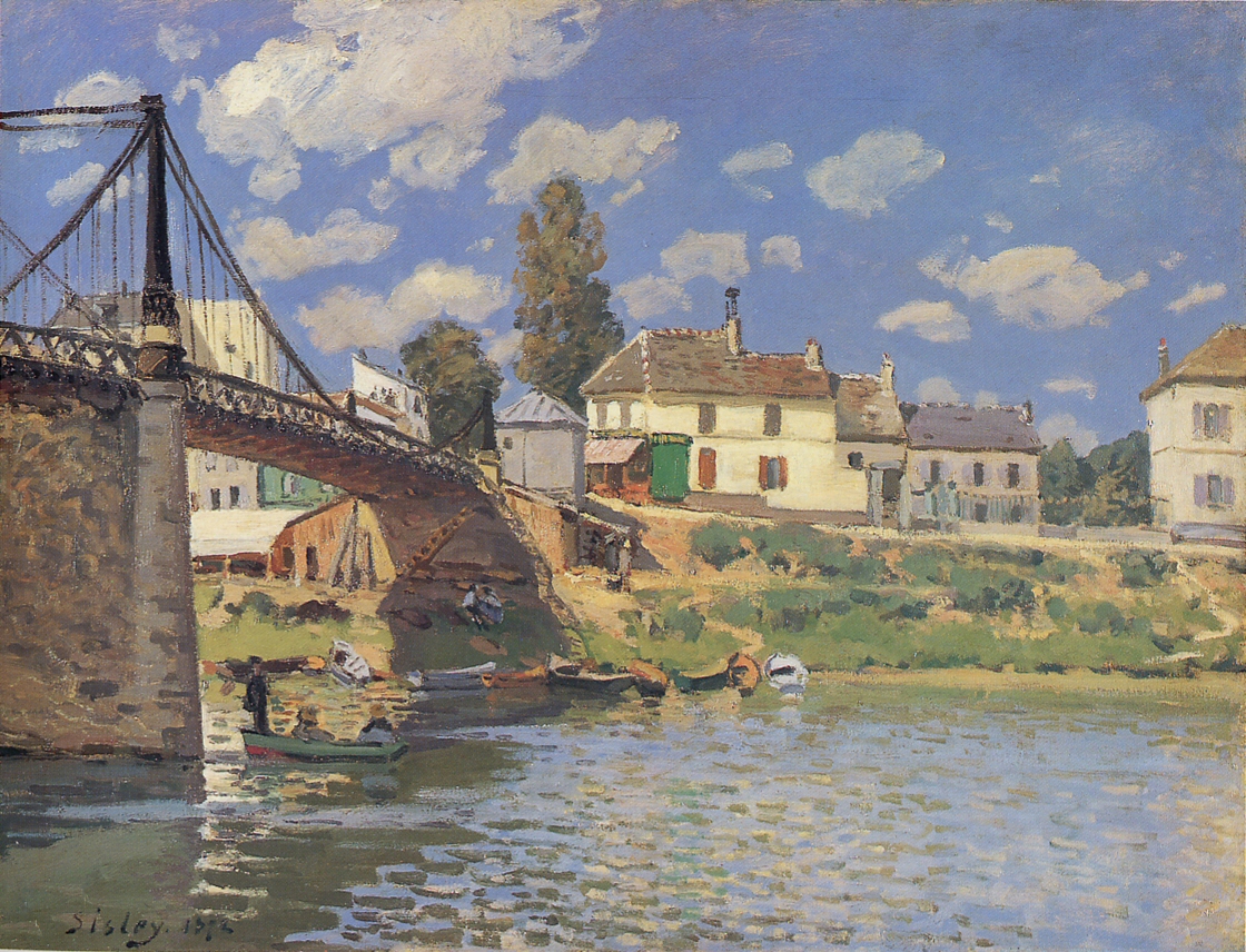 Bridge at Villeneuve la Garenne (1872) - Alfred Sisley Tablo