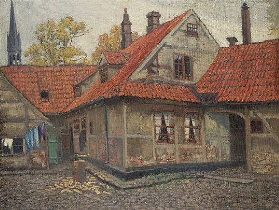 Bruges courtyard (1910) - Mstislav Dobuzhinsky Tablo