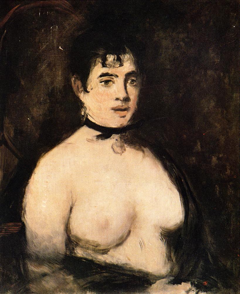 Brunette with bare breasts (1872) - Edouard Manet Tablo