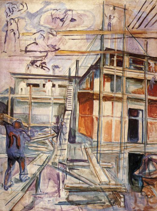 Building the Winter Studio. Ekely (1929) - Edvard Munch Tablo