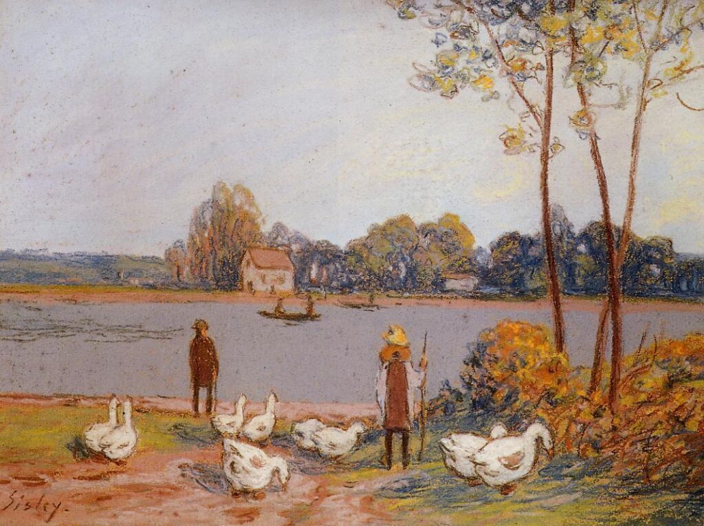 By the River Loing (1896) - Alfred Sisley Tablo