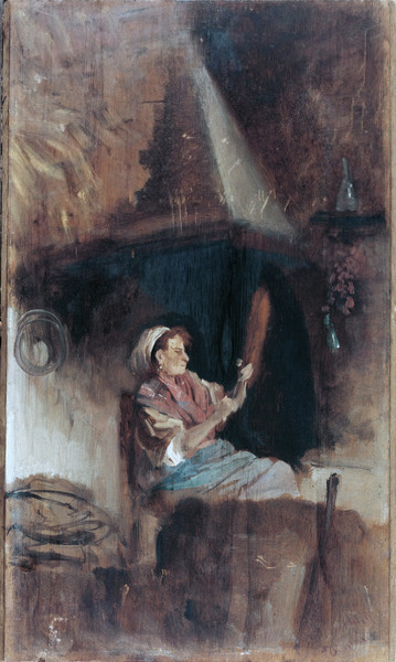 By the fireplace (1864) - Giuseppe De Nittis Tablo