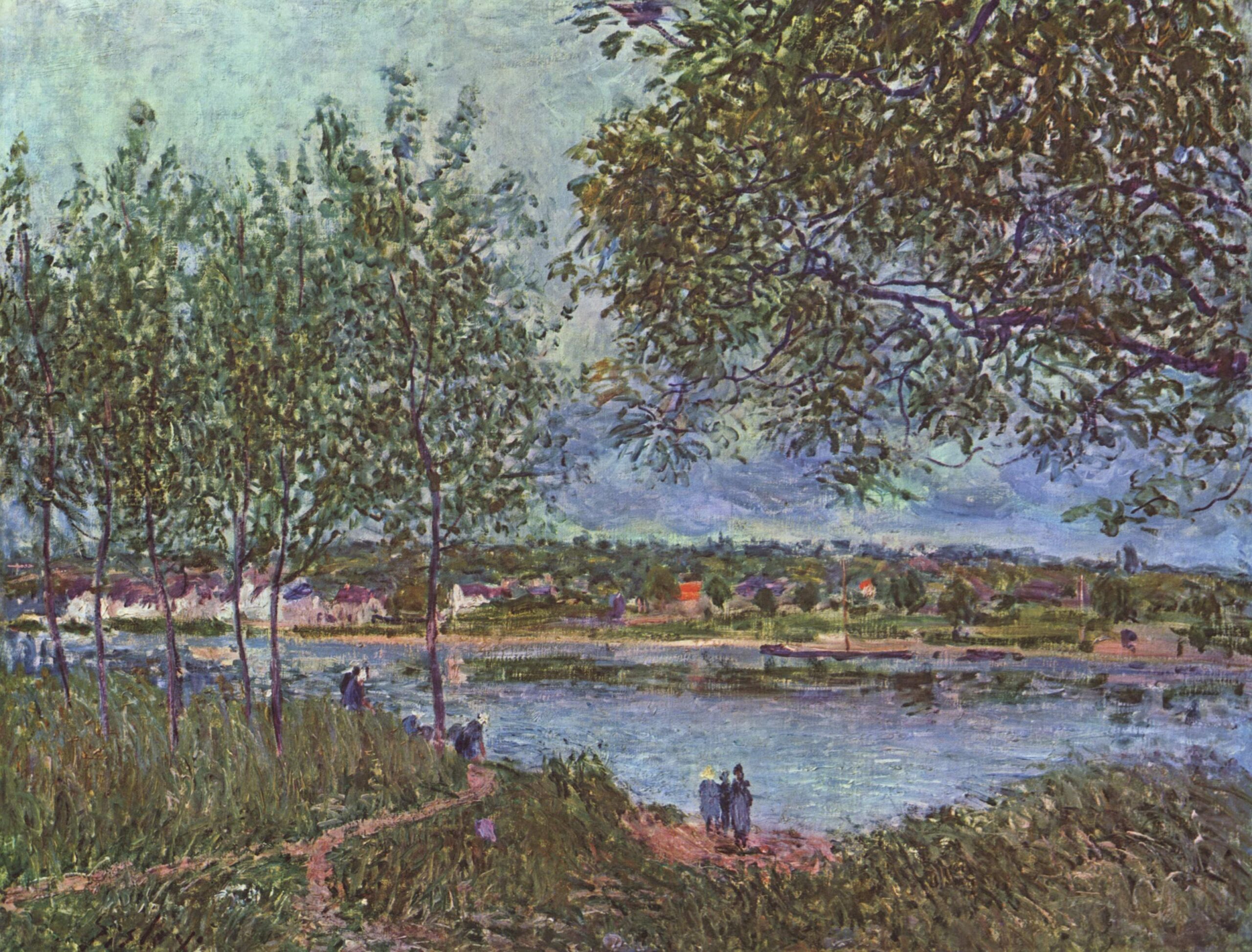 By way of the old ferry (1880) - Alfred Sisley Tablo