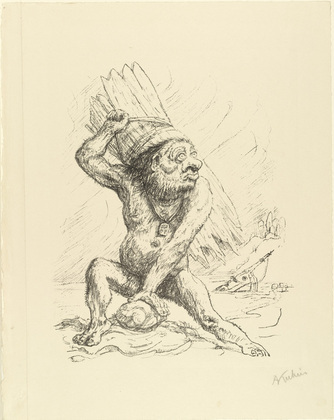 Caliban from the portfolio Visions of Shakespeare (Shakespeare Visionen) (1918) - Alfred Kubin Tablo