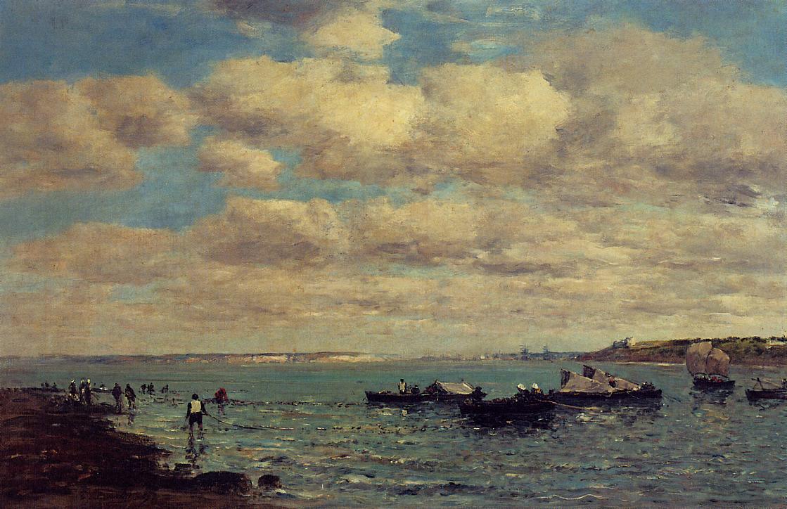 Camaret, Fishermen and Boats - Eugène Boudin Tablo