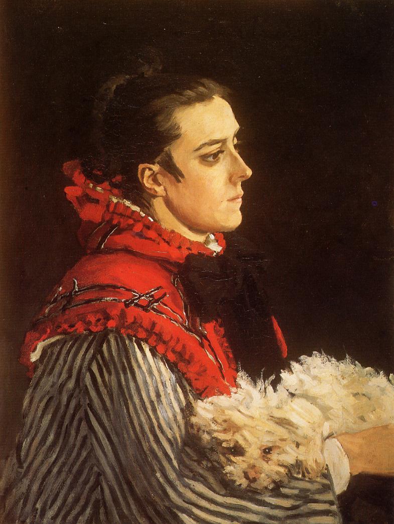 Camille with a Small Dog (1866) - Claude Monet Tablo