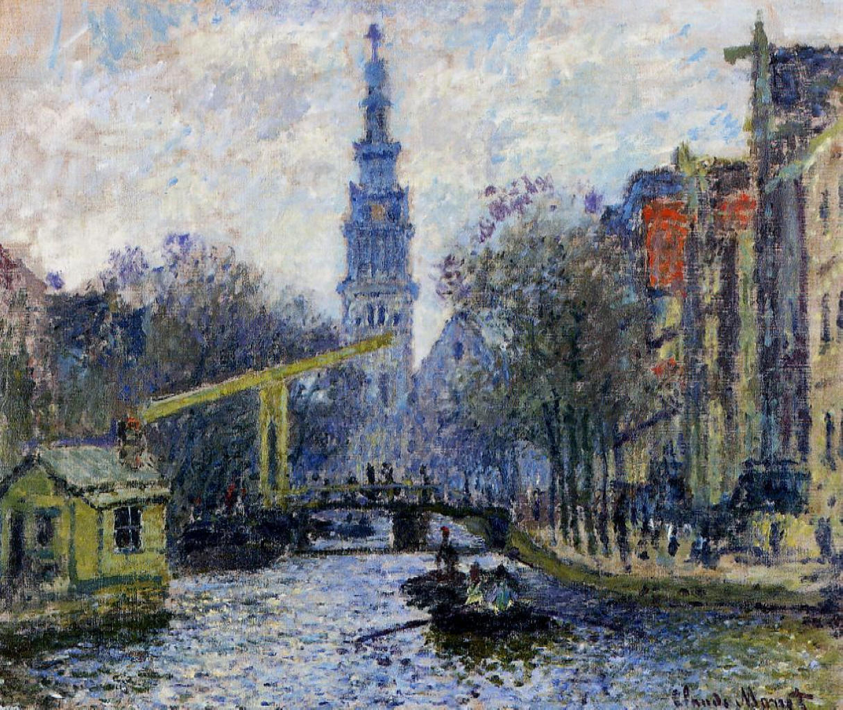 Canal in Amsterdam (1874) - Claude Monet Tablo