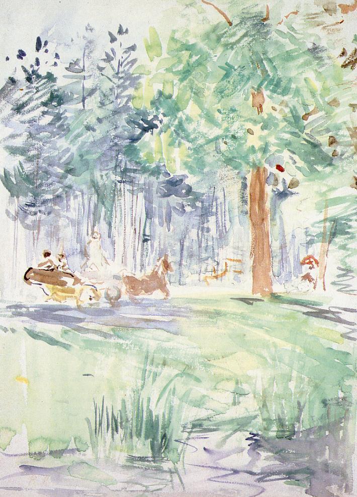 Carriage in the Bois de Boulogne (1889) - Berthe Morisot Tablo