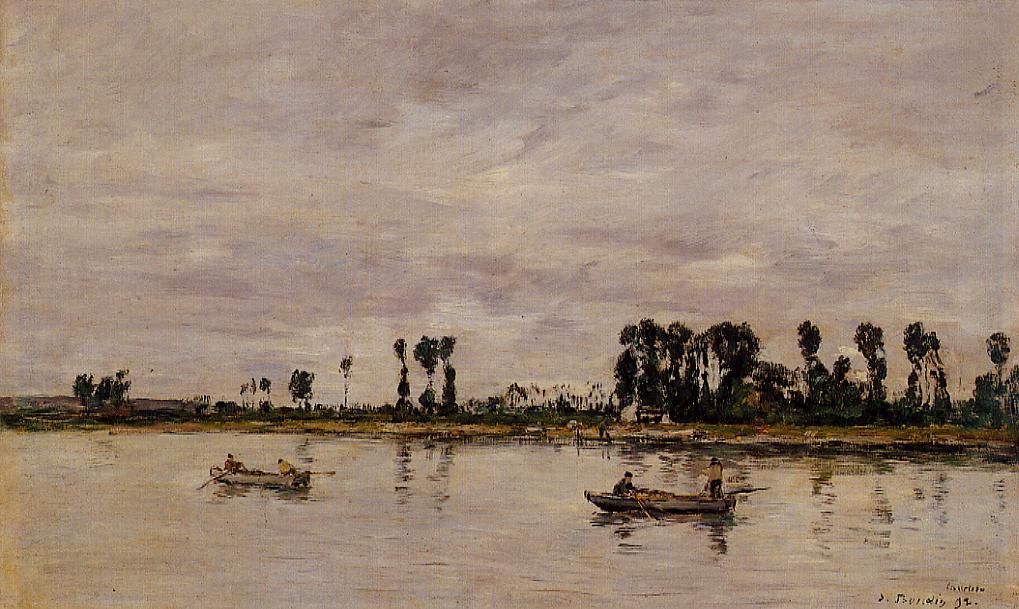 Caudebec en Caux, Banks of the Seine (1892) - Eugène Boudin Tablo