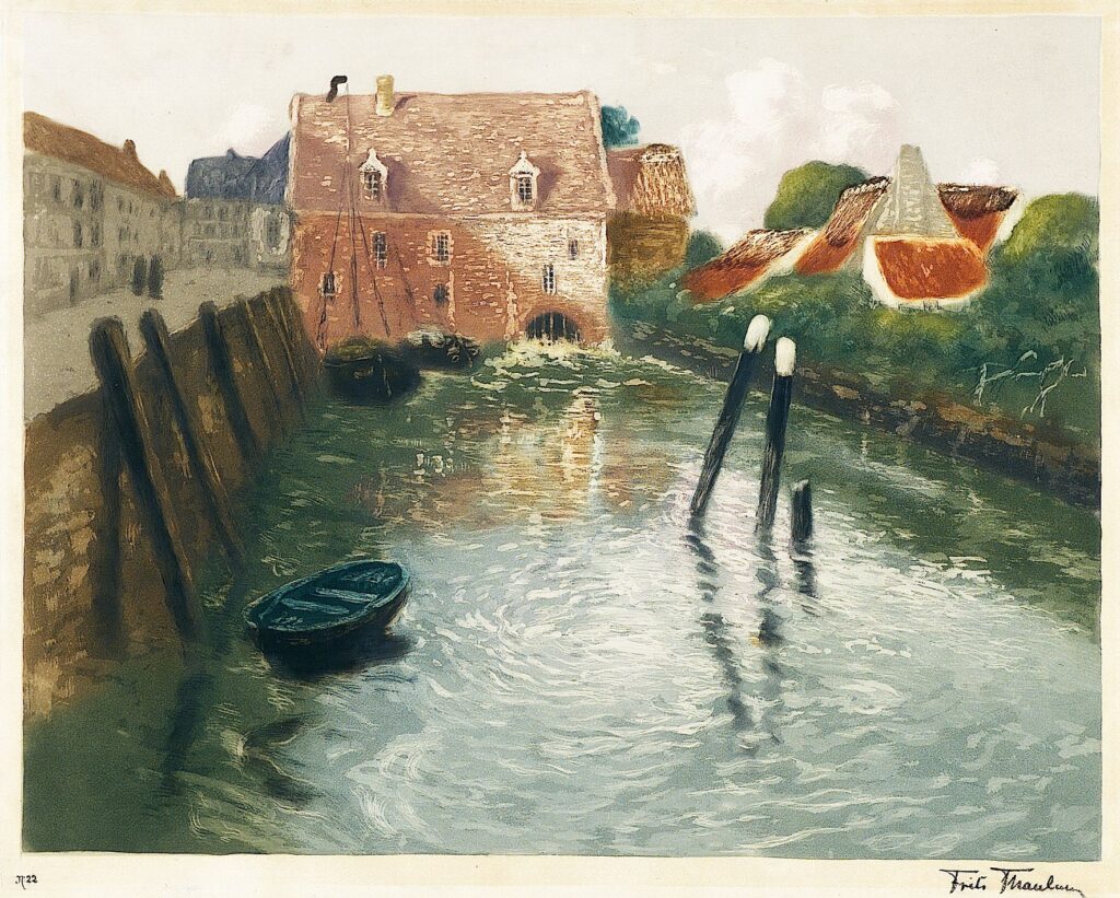 Channel with Watermill - Frits Thaulow Tablo