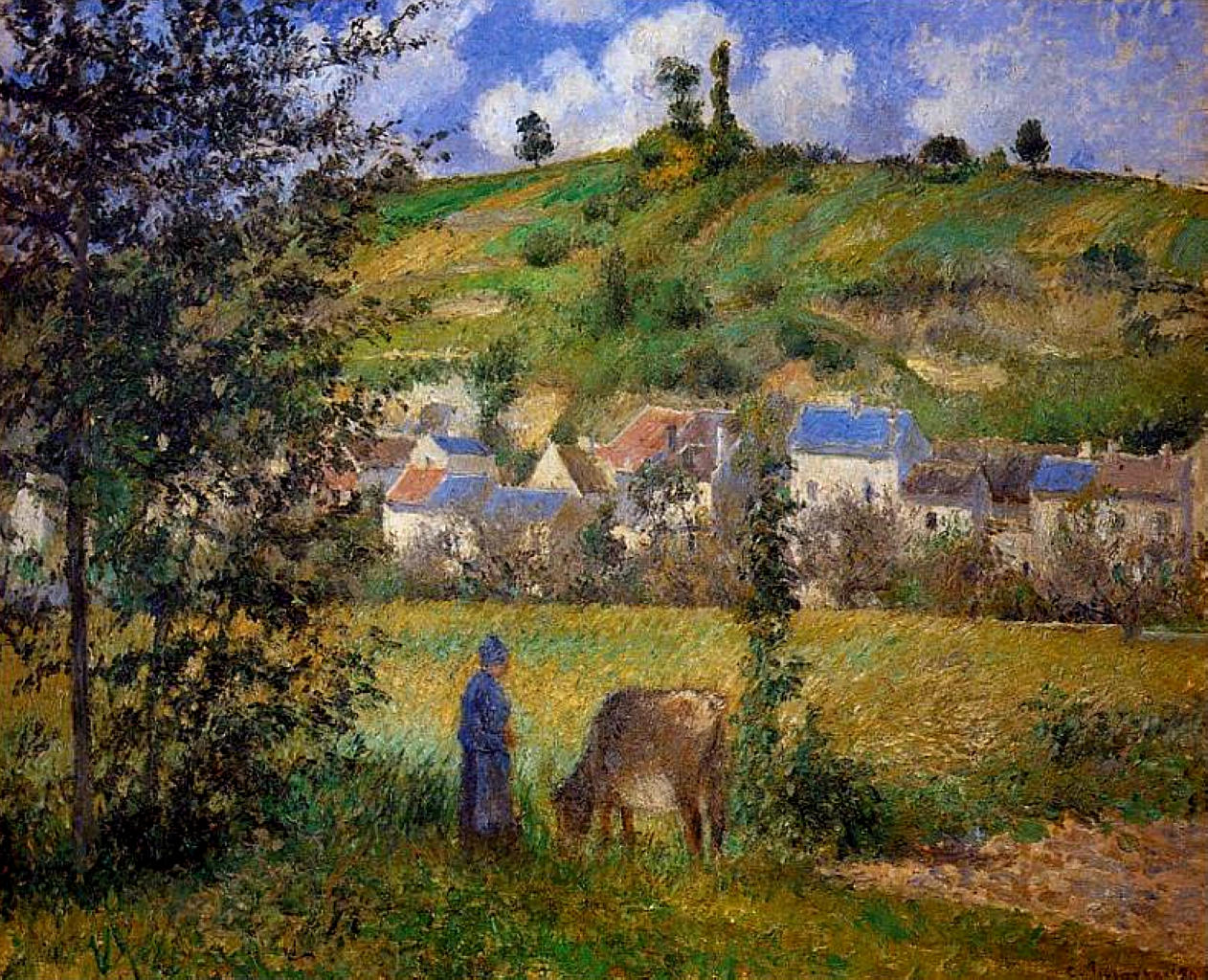Chaponval Landscape (1880) - Camille Pissarro Tablo