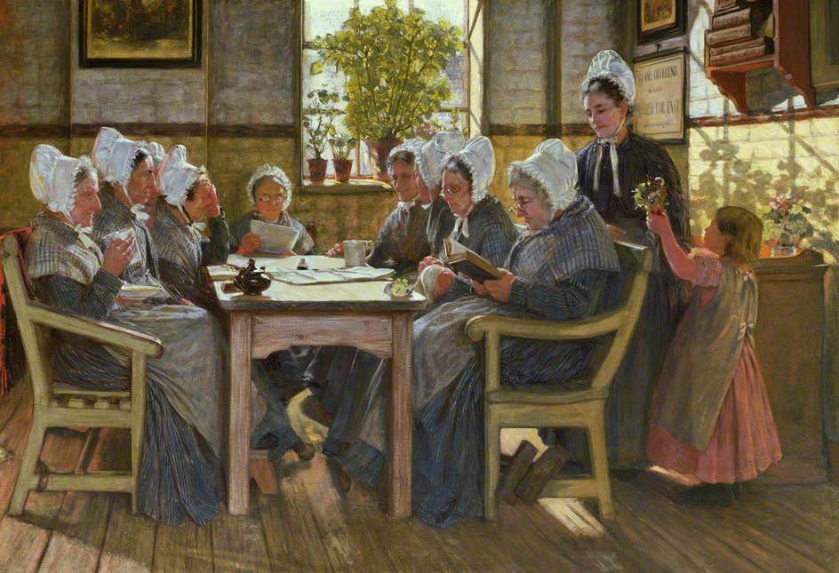 Chelsea Workhouse A Bible Reading (Our Poor) (1877) - James Charles Tablo