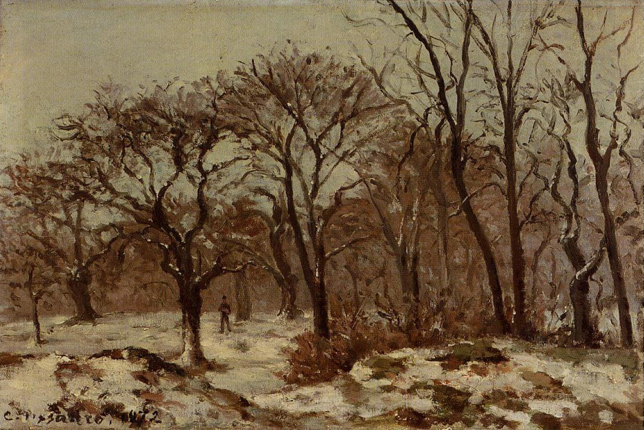 Chestnut Orchard in Winter (1872) - Camille Pissarro Tablo