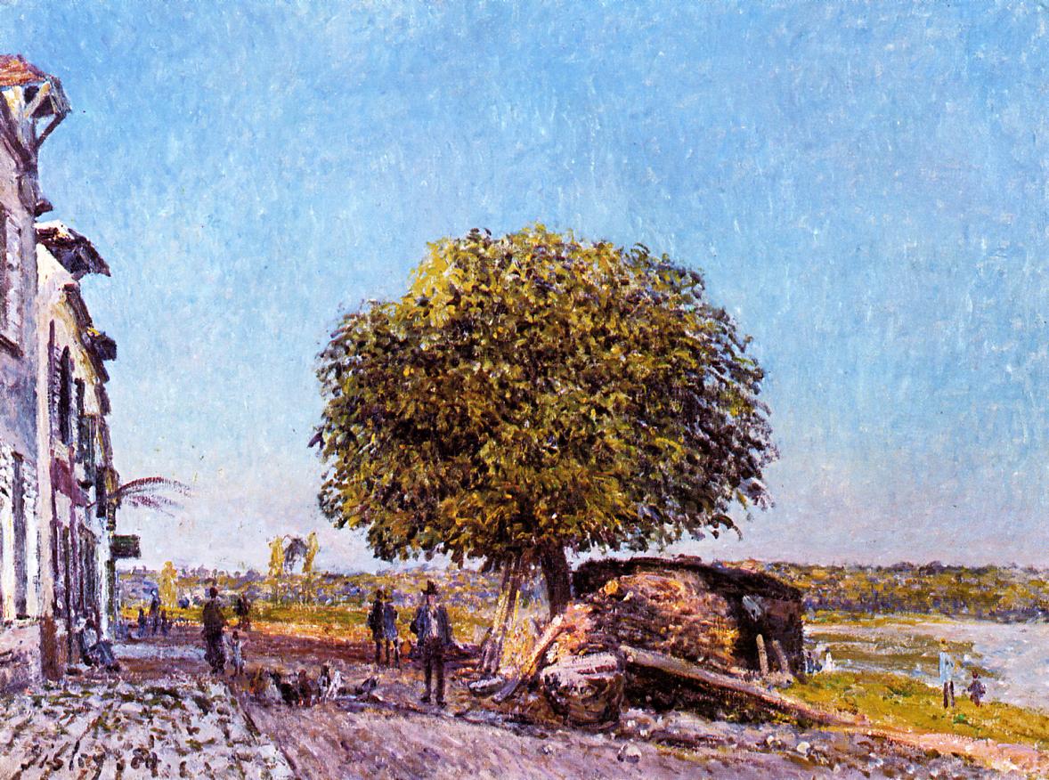 Chestnut Tree at Saint Mammes (1880) - Alfred Sisley Tablo