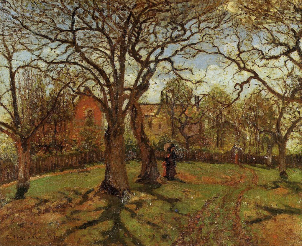 Chestnut Trees, Louveciennes, Spring (1870) - Camille Pissarro Tablo