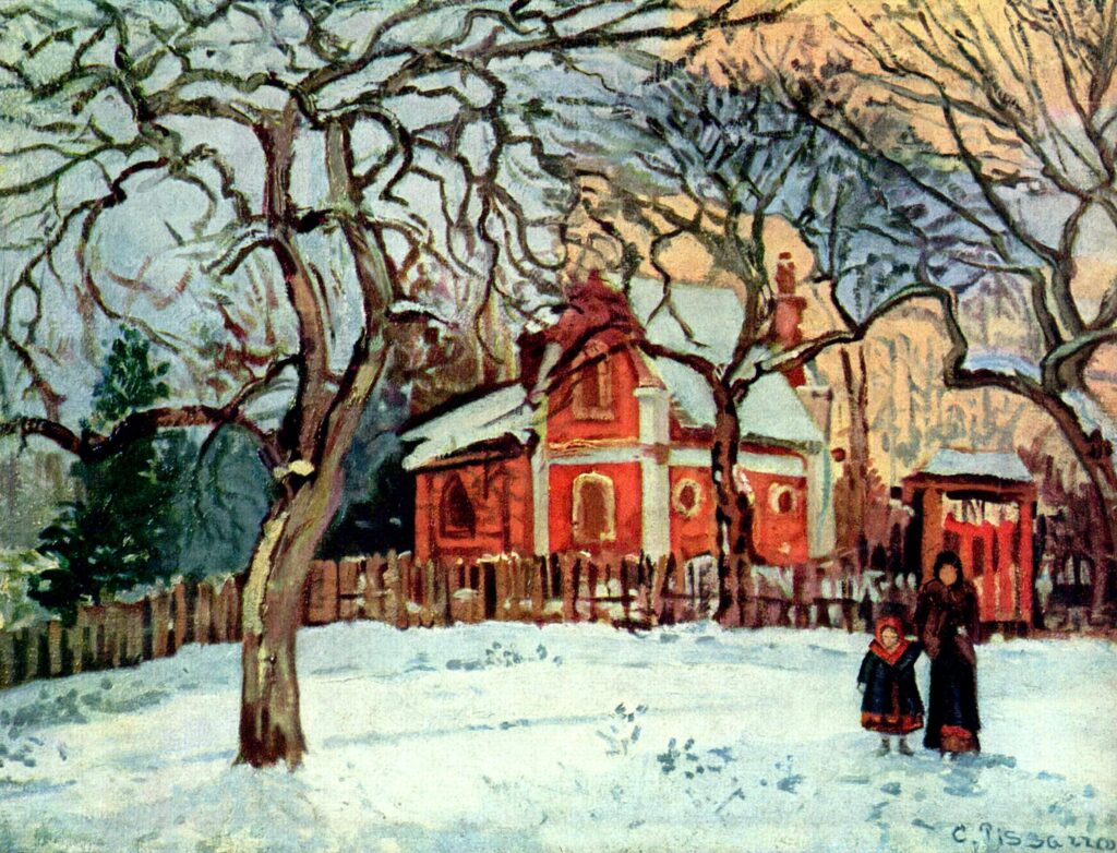 Chestnut Trees, Louveciennes, Winter (1872) - Camille Pissarro Tablo