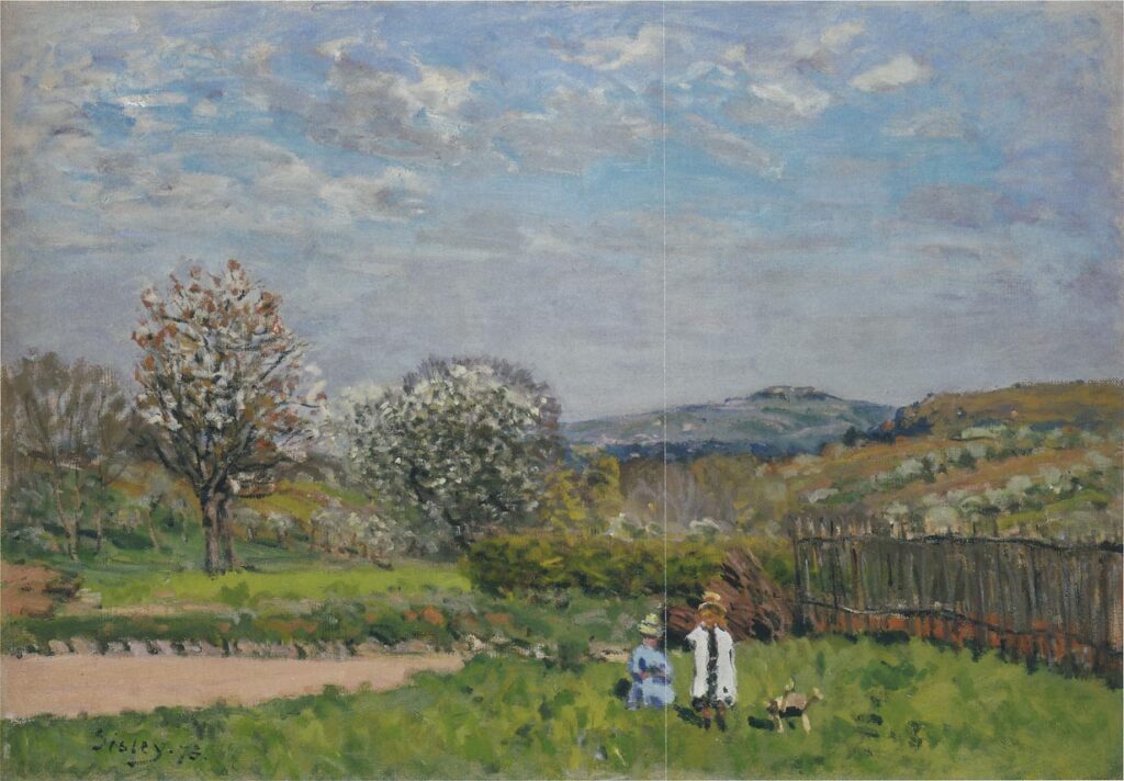 Children Playing in the Fields (1879) - Alfred Sisley Tablo