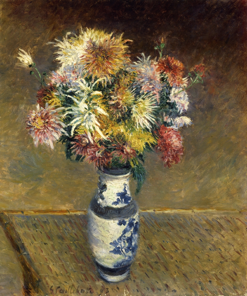 Chrysanthemums in a Vase (1893) - Gustave Caillebotte Tablo
