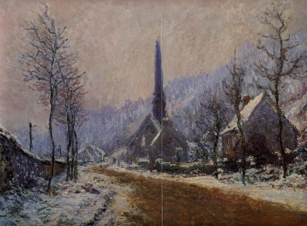 Church at Jeufosse, Snowy Weather (1893) – Claude Monet Tablo