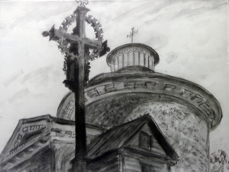 Church in Kalviai (1933) - Mstislav Dobuzhinsky Tablo