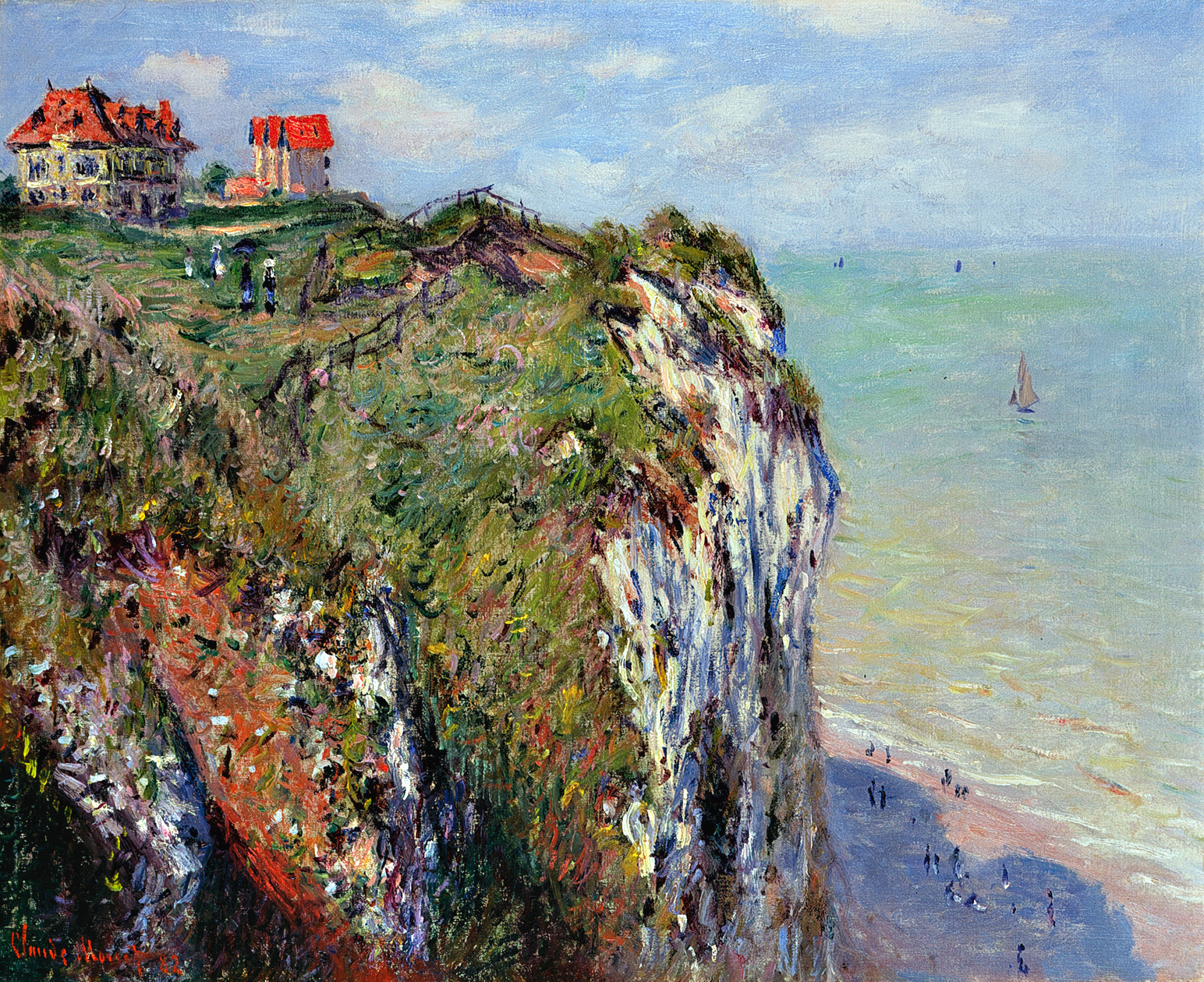Cliff at Dieppe (1882) - Claude Monet Tablo