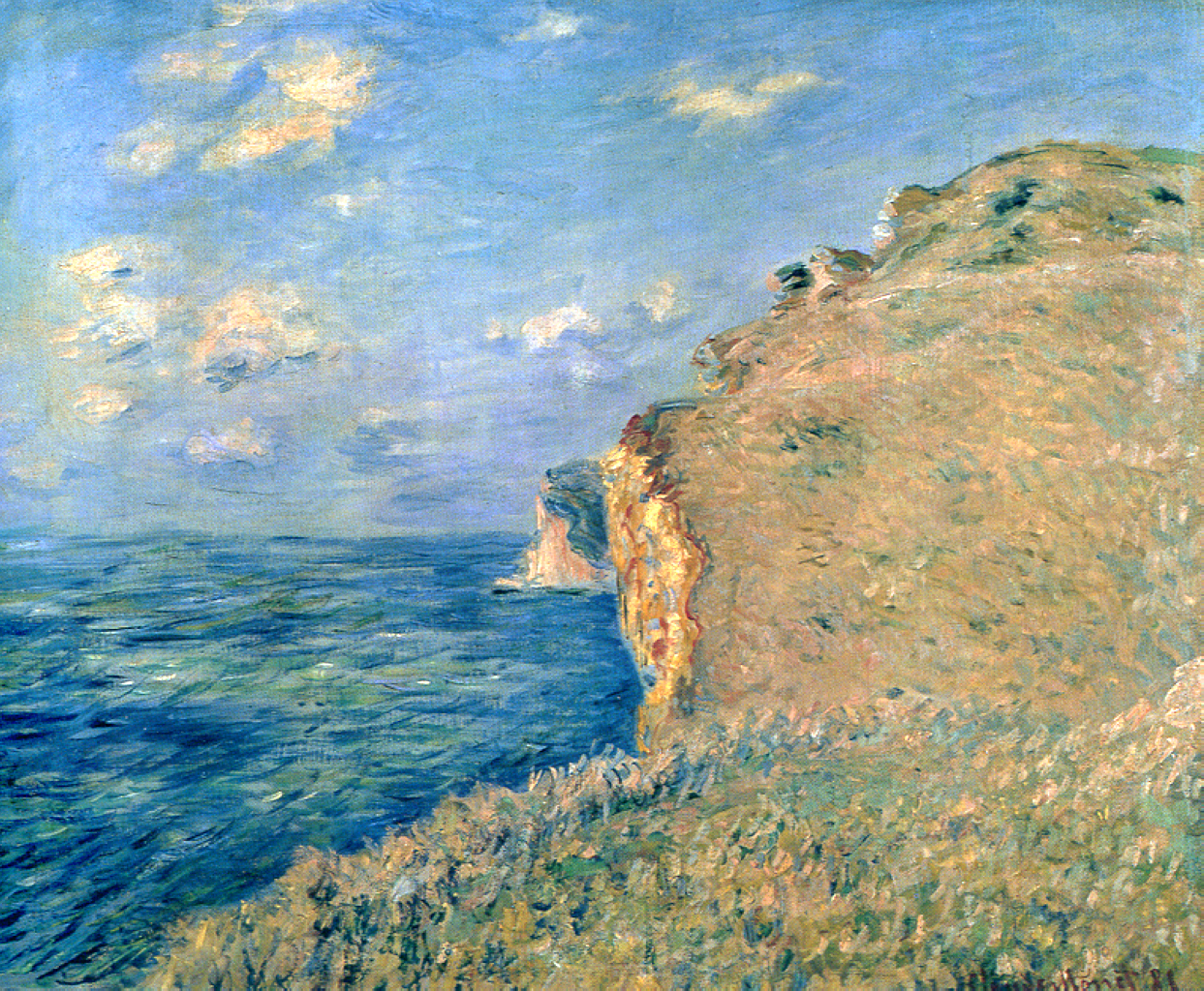 Cliff at Fecamp (1881) - Claude Monet Tablo
