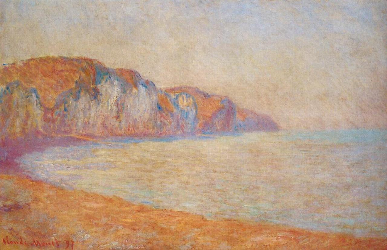 Cliff at Pourville in the Morning (1897) - Claude Monet Tablo