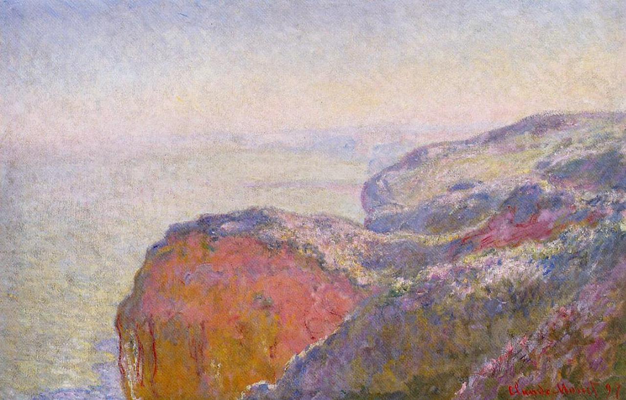 Cliff near Dieppe in the Morning (1897) - Claude Monet Tablo