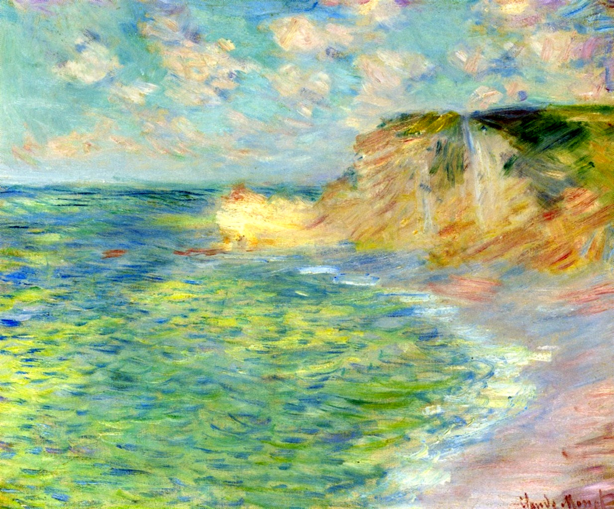 Cliffs at Amont (1885) - Claude Monet Tablo
