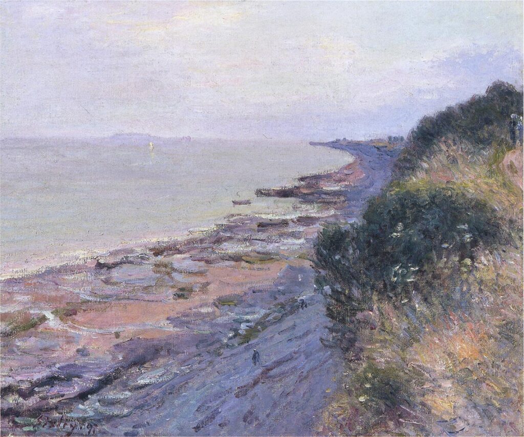 Cliffs at Penarth, Evening, Low Tide (1897) - Alfred Sisley Tablo