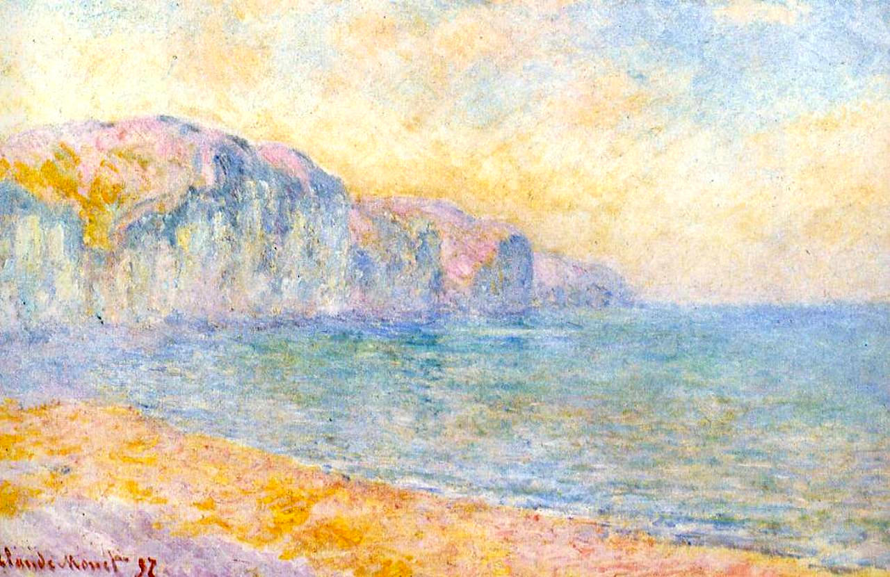 Cliffs at Pourville, Morning (1897) - Claude Monet Tablo