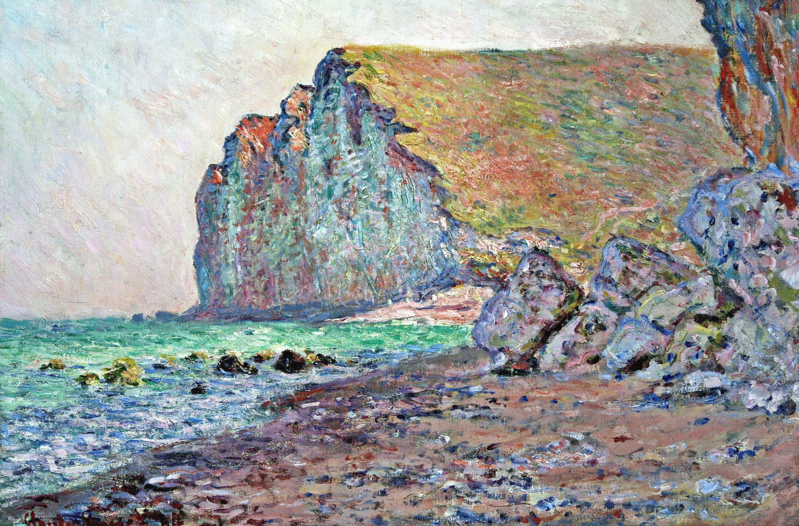 Cliffs of Les Petites Dalles (1884) - Claude Monet Tablo