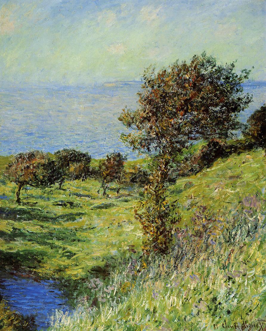 Cliffs of Varengeville, Gust of Wind (1881) - Claude Monet Tablo