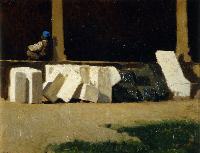 Cloister at Santa Croce (1861) - Giuseppe Abbati Tablo