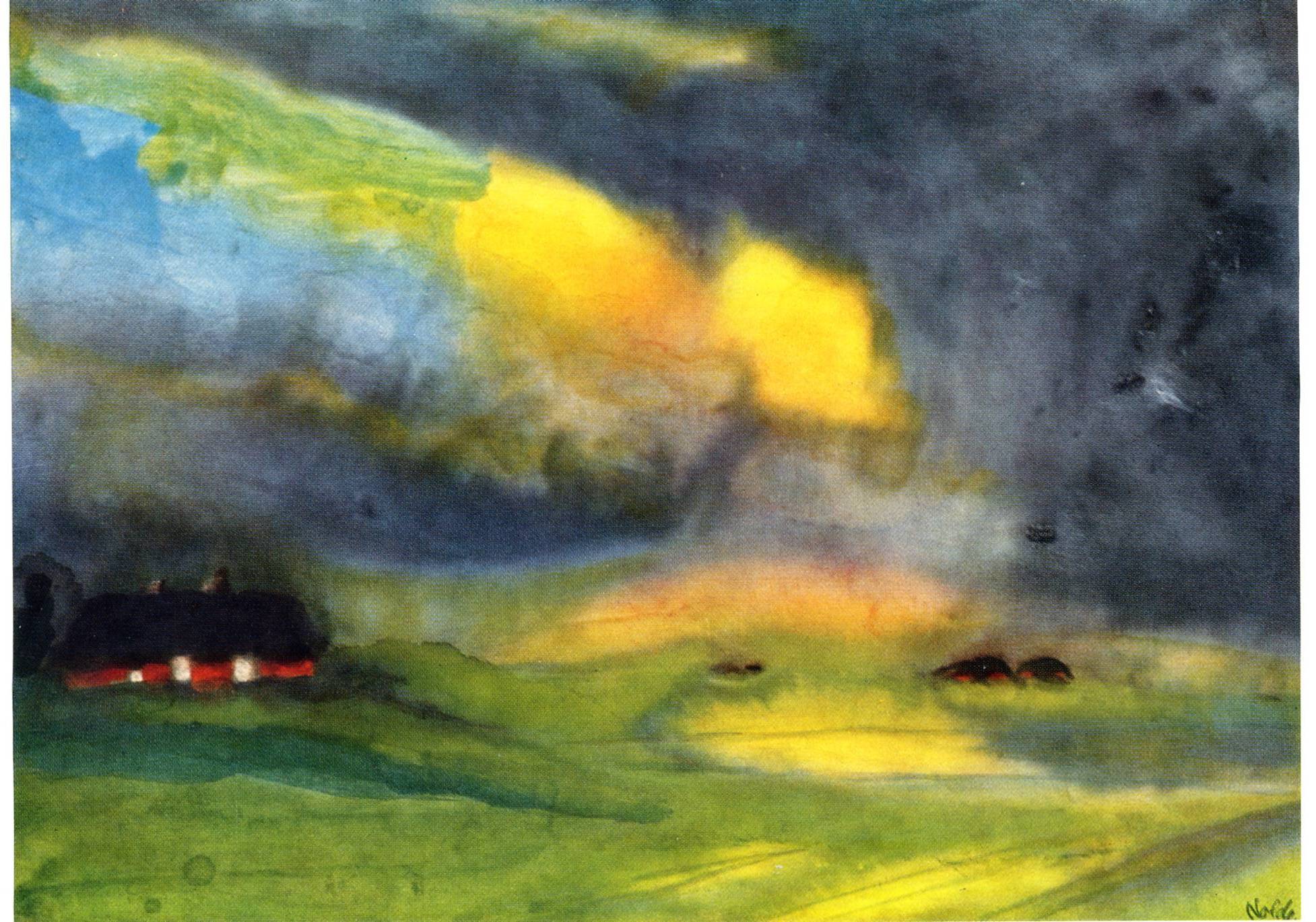 Colored sky above the Marais (1940) - Emil Nolde Tablo