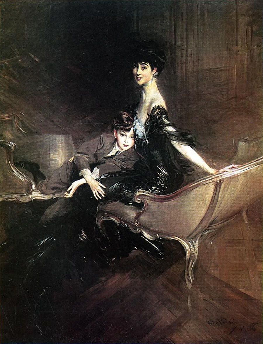 Consuelo, Duchess of Marlborough, with Her Son Ivor Spencer Churchill (1906) - Giovanni Boldini Tablo