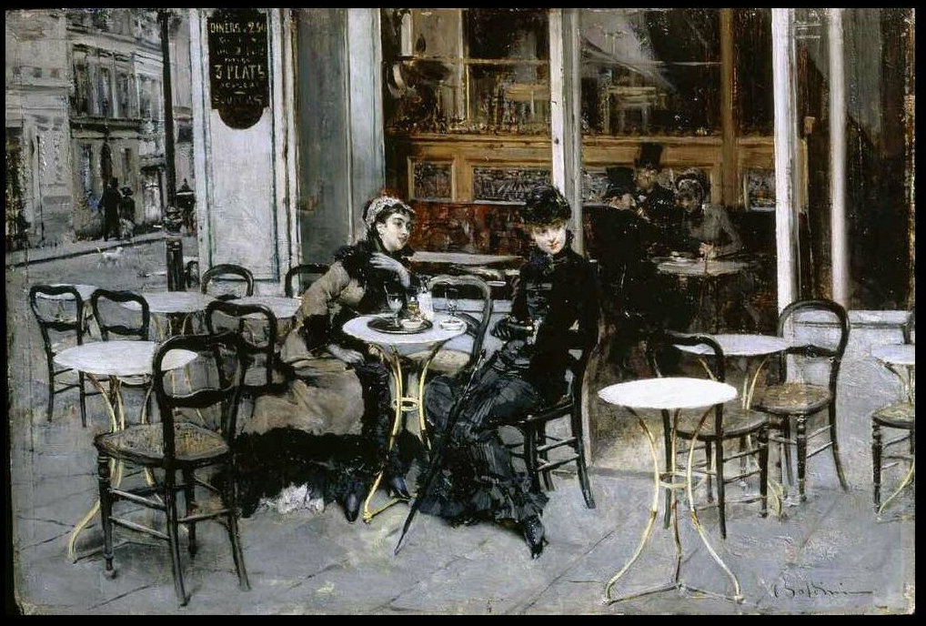 Conversation at the Cafe (1879) - Giovanni Boldini Tablo