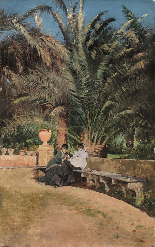 Conversation in the garden (1869) - Giuseppe De Nittis Tablo