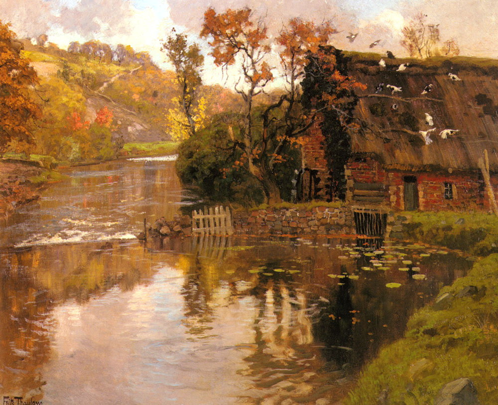 Cottage by a Stream - Frits Thaulow Tablo