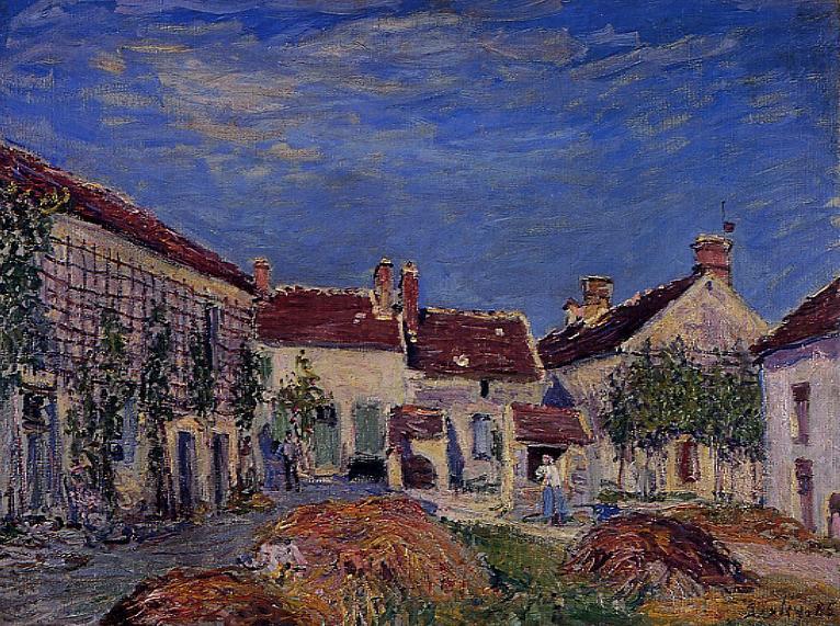 Courtyard at Les Sablons (1885) - Alfred Sisley Tablo