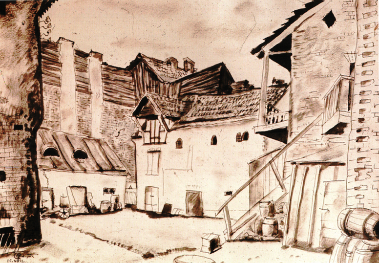 Courtyard in Palanga (1932) - Mstislav Dobuzhinsky Tablo