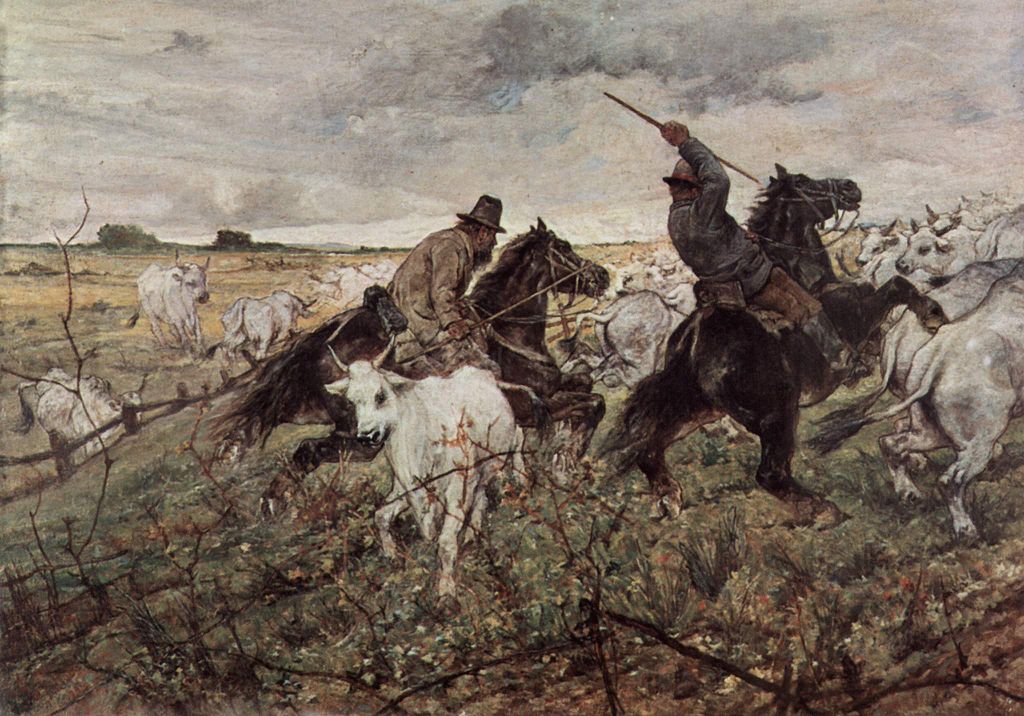 Cowboys and herds in the Maremma (1894) - Giovanni Fattori Tablo
