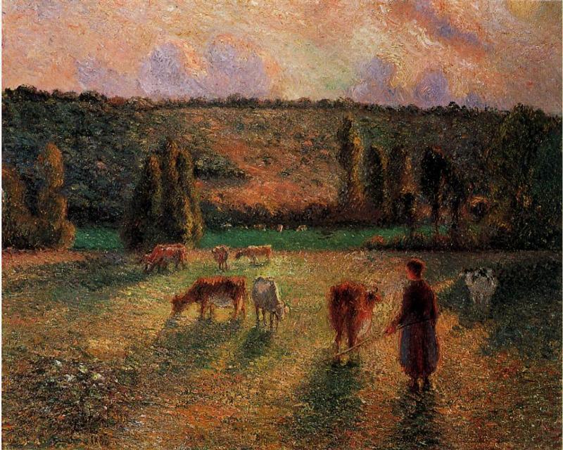 Cowherd at Eragny (1884) - Camille Pissarro Tablo