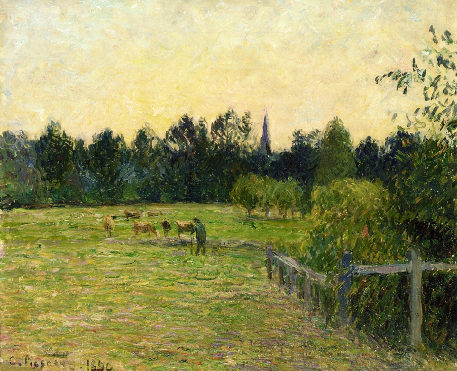 Cowherd in a Field at Eragny (1890) - Camille Pissarro Tablo