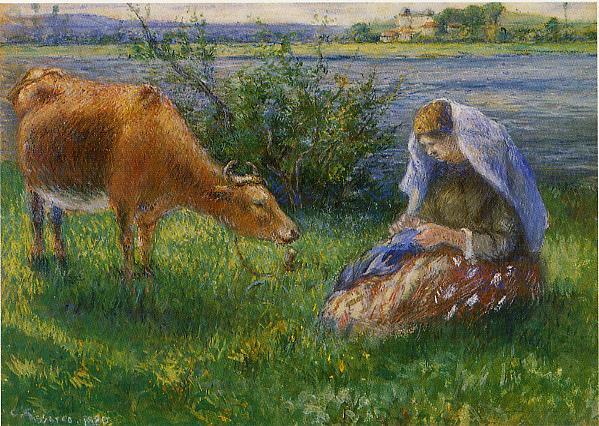 Cowherd, Pontoise (1880) - Camille Pissarro Tablo