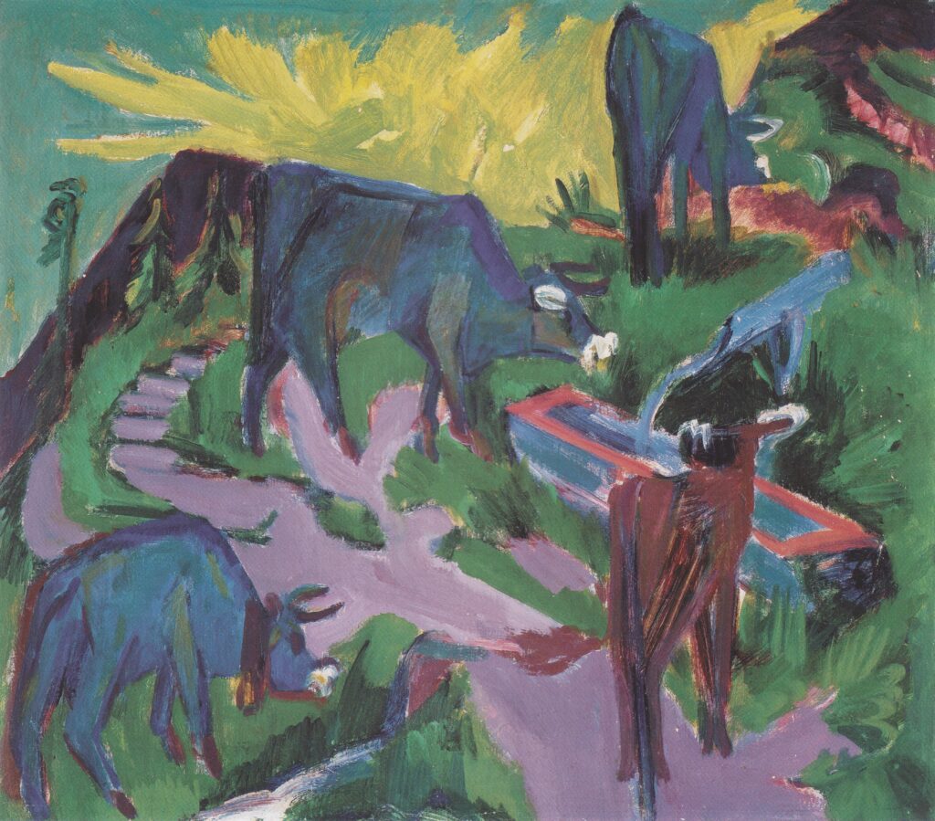 Cows at Sunset (1918) - Ernst Ludwig Kirchner Tablo