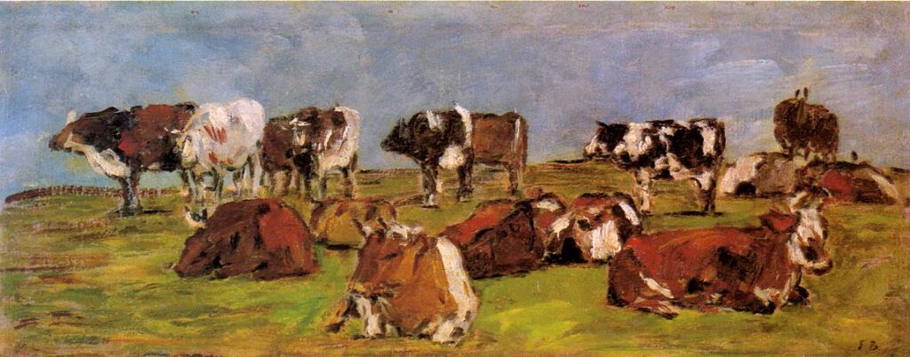 Cows in a Field (1883) – Eugène Boudin Tablo